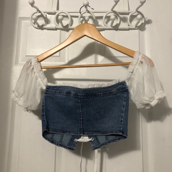 Fashion Nova Flirty Behavior Top - Medium Wash - Picture 4 of 4